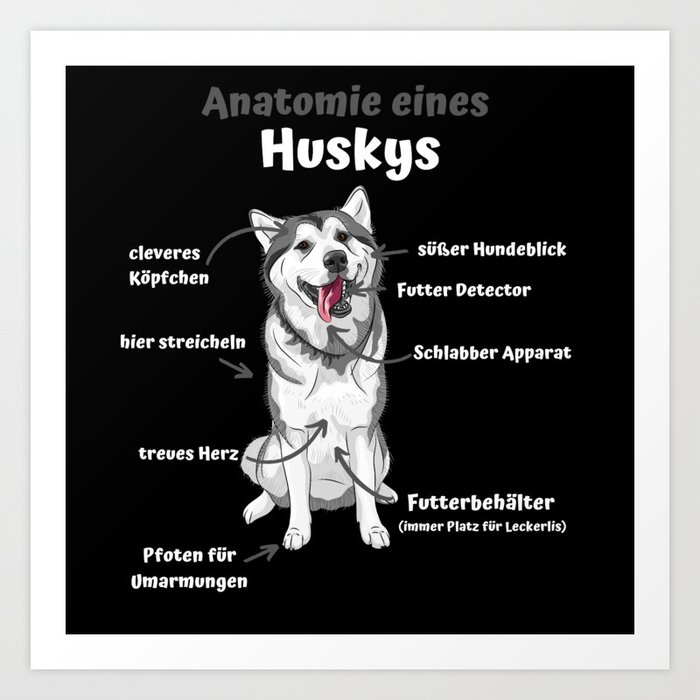 Anatomy Of A Husky Cute Dogs Funny Puppy Art Print by Dalukey | Society6