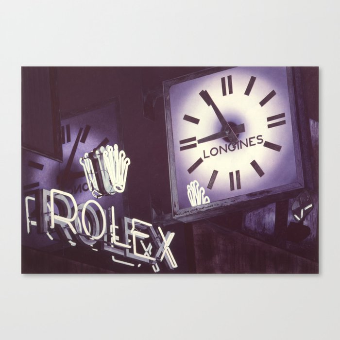 Rolex Sign At Night Paul Dunlop circa 1970s Canvas Print