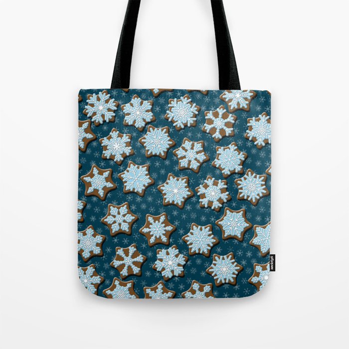 Frosted Gingerbread on Winter Night Sky Tote Bag