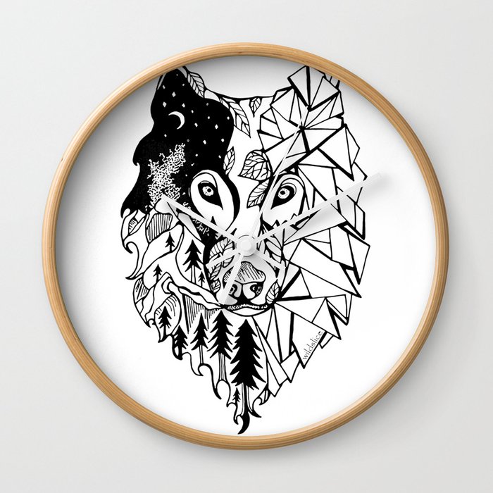 Prism Wolf Wall Clock