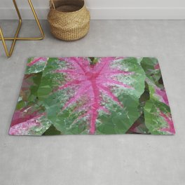Pink Leaves Low Poly Geometric Triangles Area & Throw Rug