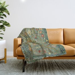 William Morris Antique Acanthus Floral Throw Blanket | Decorative, Vintage, Flowers, Fabric, William Morris, Nature, Victorian, Antique, Botanical, Pattern 