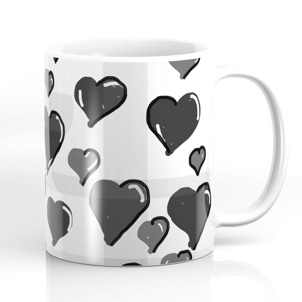 Black And White Hearts Mug by leonorakohanec