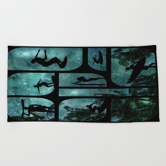 Starry Surfers Beach Towel