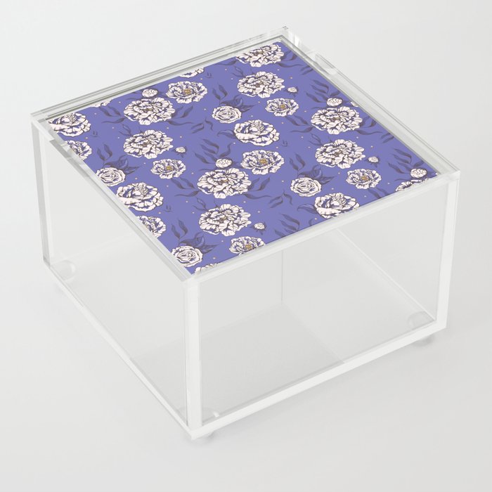 Very Peri Pastel Vintage Garden Flower Power Floral Pattern Acrylic Box