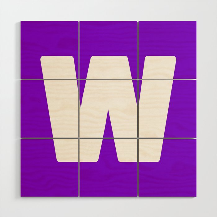 W (White & Violet Letter) Wood Wall Art