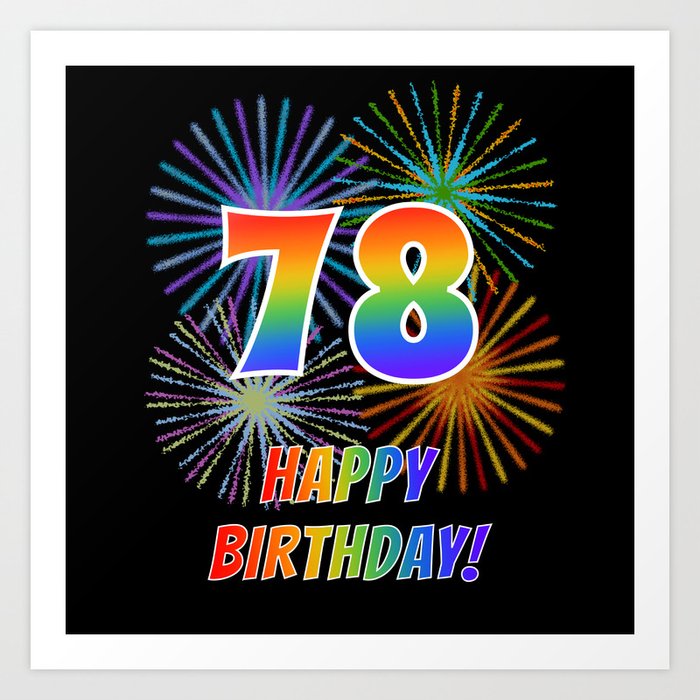 78th Birthday 78 Happy Birthday W Rainbow Spectrum Colors