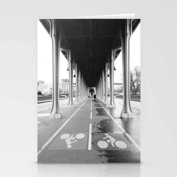 Pont de Bir-Hakeim | Steel bridge in Paris | Black and white Travel Photography Stationery Cards