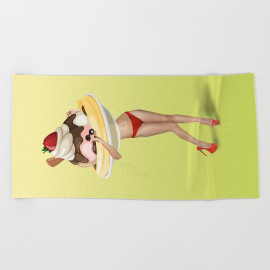 ice cream woman Beach Towel