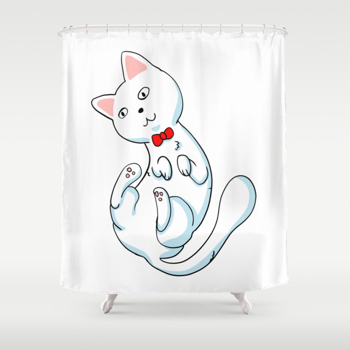 Cat With Bow Tie Funny Cat Cat Cartoon Shower Curtain By