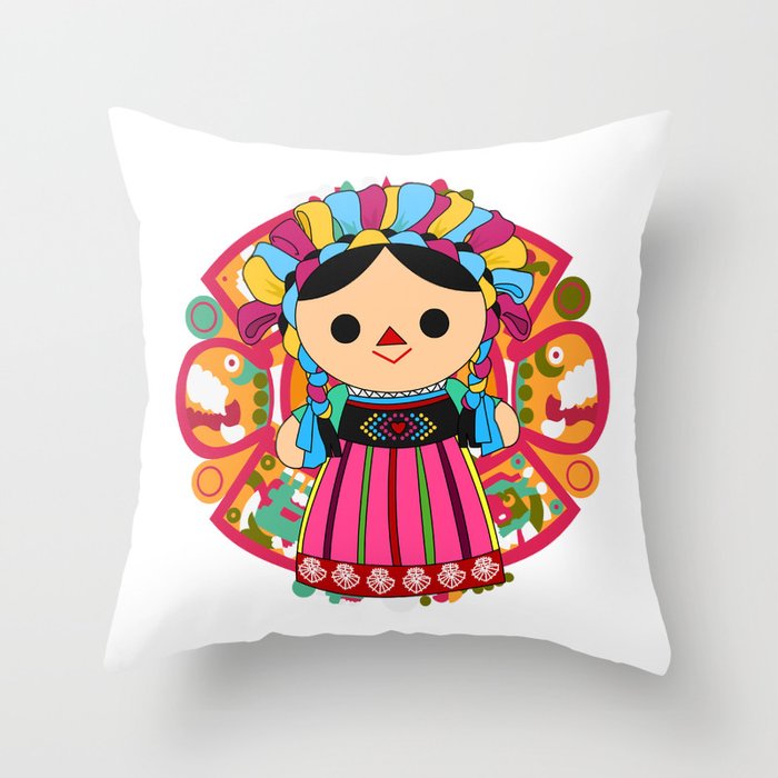 Maria 3 (Mexican Doll) Throw Pillow