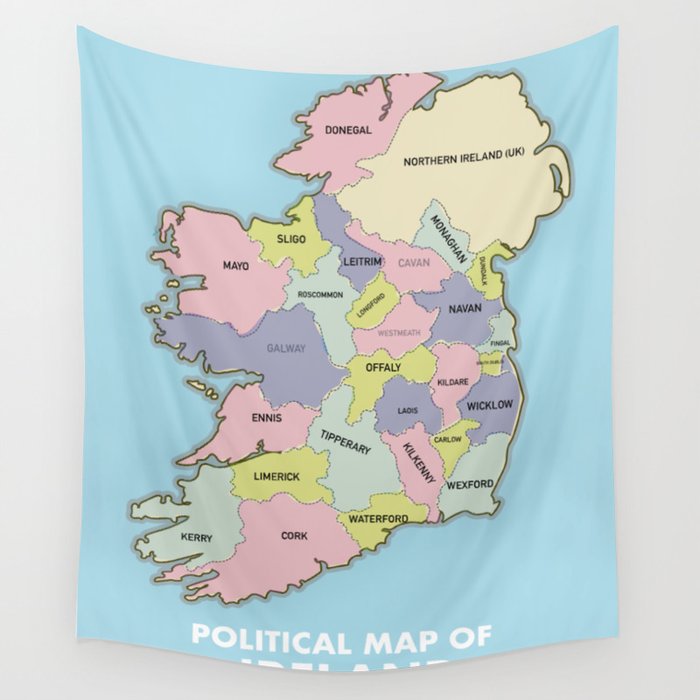 Political map of Ireland Wall Tapestry by Nicks Emporium  Society6