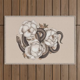 Snake and Peonies Outdoor Rug