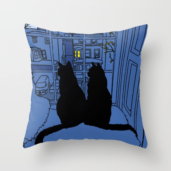 Window Cats Dawn Throw Pillow