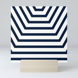 Geometric Navy White Stripe Mini Art Print