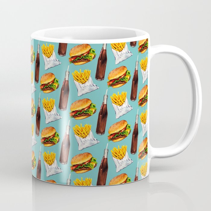 Cheeseburger Fries & Soda Pattern Coffee Mug