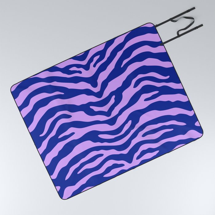 Blue and Lavender Zebra Picnic Blanket