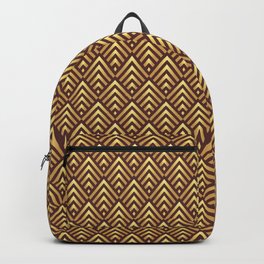 Glam Art Deco striped diamonds chocolate brown gold large Backpack