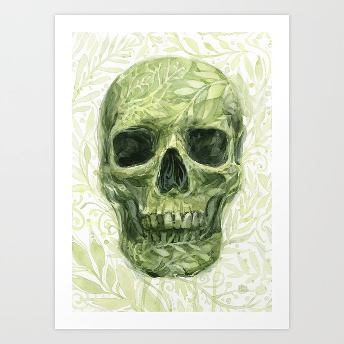 Leafy Skull Art Print