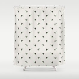 Little Olives on Oatmeal Gray Shower Curtain