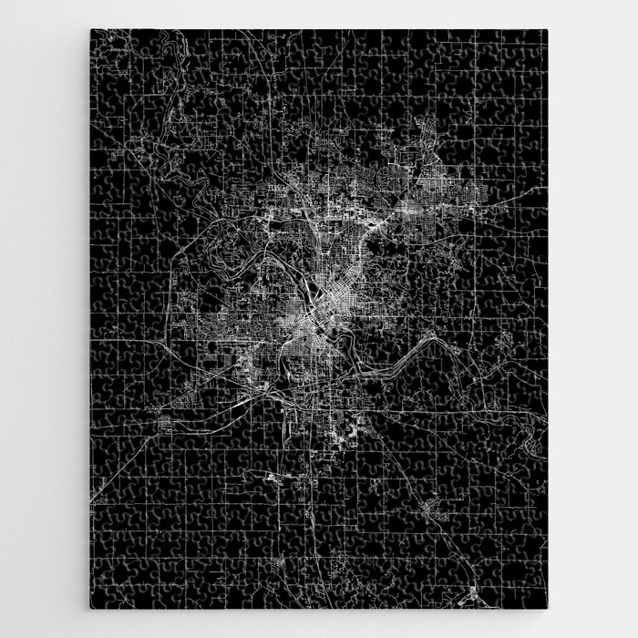 Cedar Rapids Black Map Jigsaw Puzzle
