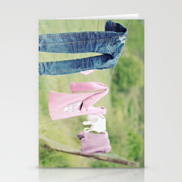 clothes on the fence Stationery Cards