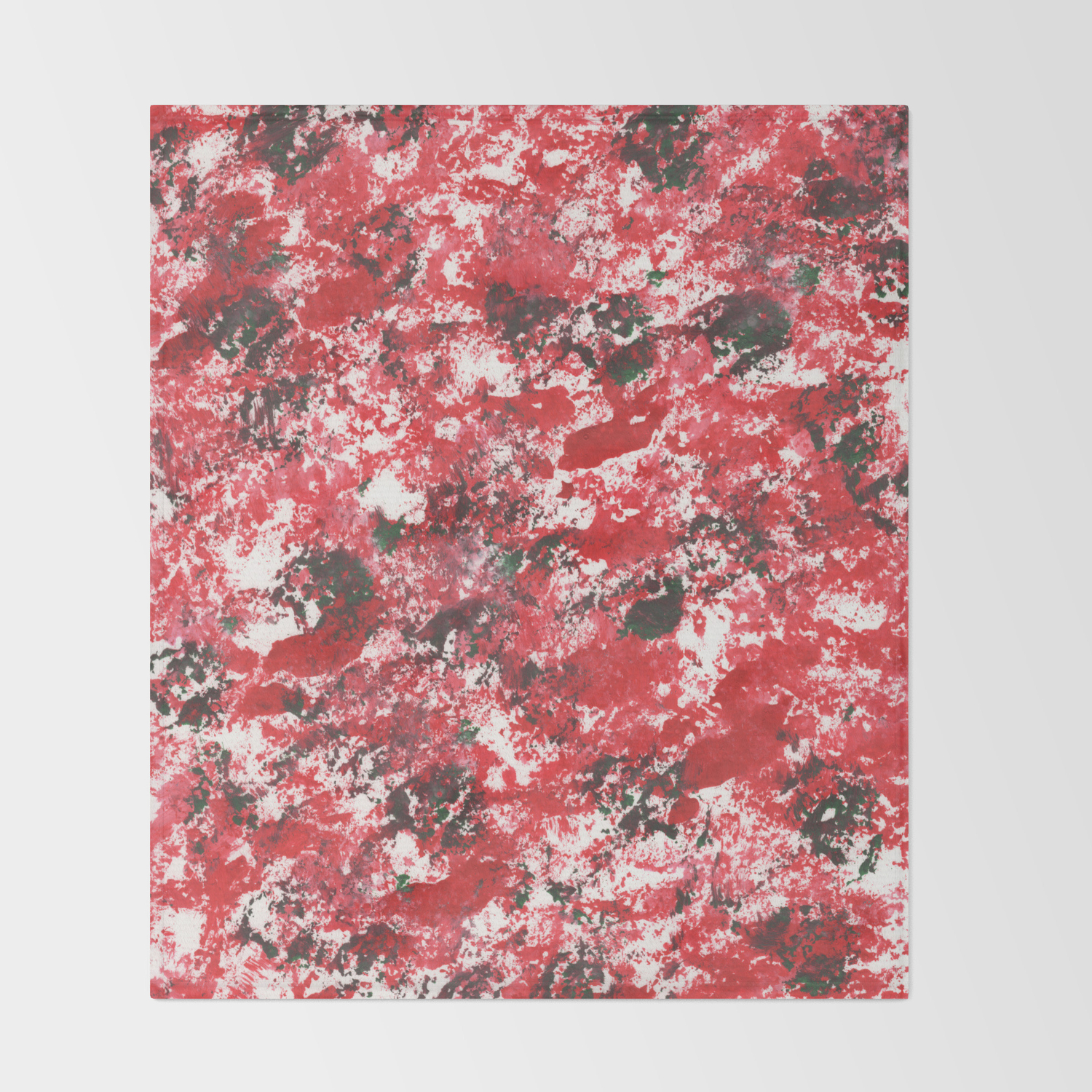 Red Camo Pattern Print Acrylic Artwork Black Splatter Painting