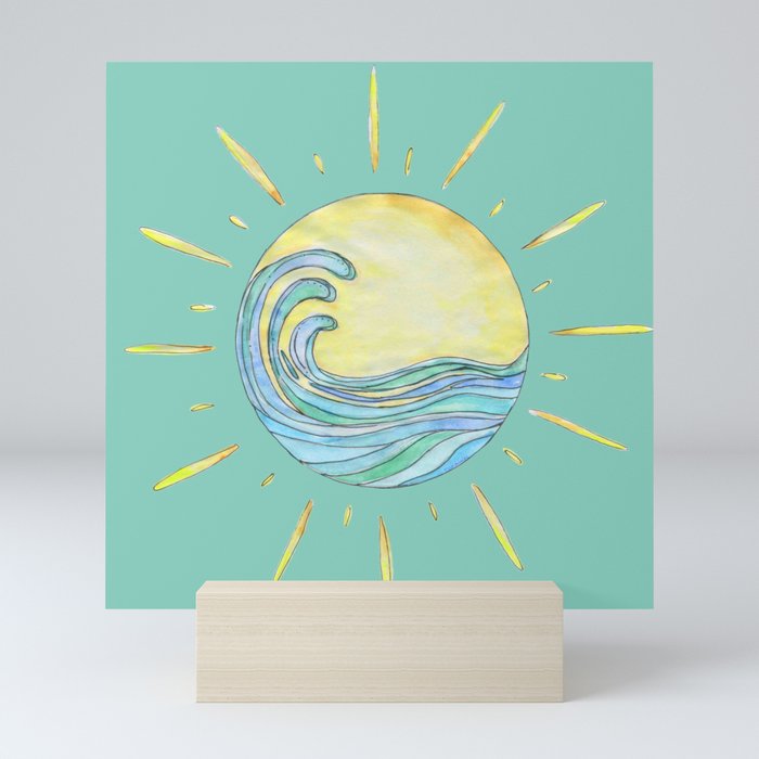Sun Wave Aqua  Mini Art Print
