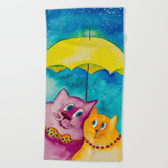 Two under the umbrella Beach Towel