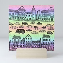 Rainbow Town Mini Art Print