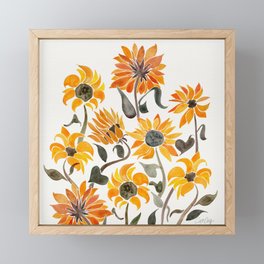 Sunflower Watercolor – Yellow & Black Palette Framed Mini Art Print