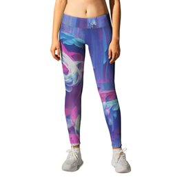 Rosae Rosarum Leggings | Curated, Trend, Blurpinkle, Colour, Glitchart, Floral, Flower, Digital, Abstract, Glitch 