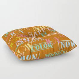 Enjoy The Colors - Colorful typography modern abstract pattern on Sudan Brown color background  Floor Pillow