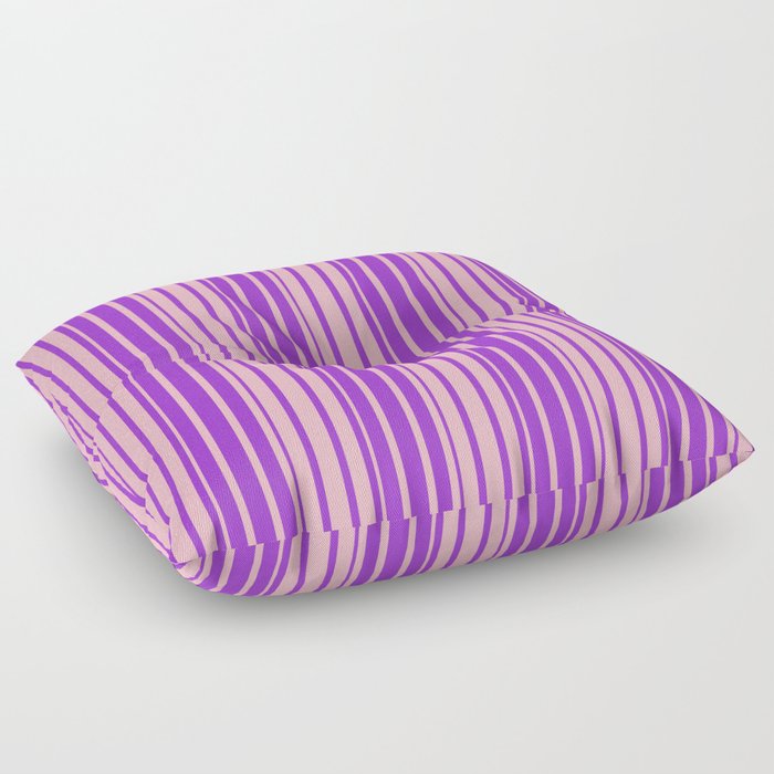 Dark Orchid & Light Pink Colored Lined Pattern Floor Pillow