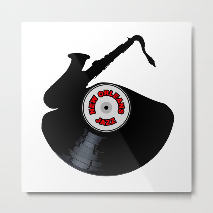 New Orleans Jazz Music Silhouette Record Metal Print