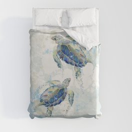 Swimming Together 2 - Sea Turtle  Duvet Cover