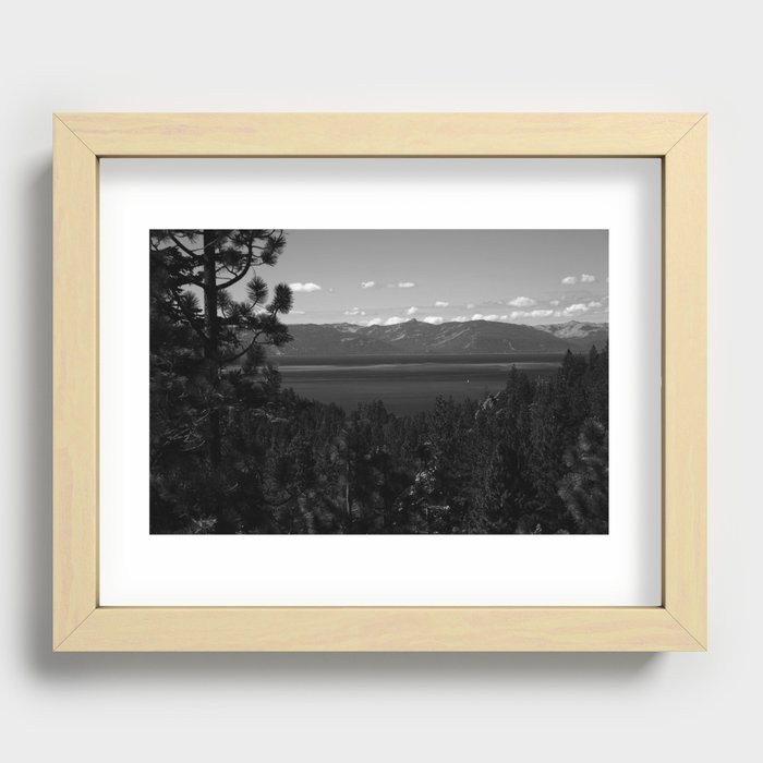 Lake Tahoe Thru Pine Trees 2008 #2 BW Recessed Framed Print