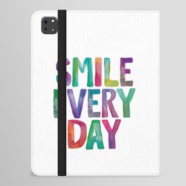 Smile Every Day in Rainbow Watercolors iPad Folio Case