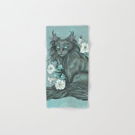 Maine Coon Cat and Moonflowers Hand & Bath Towel