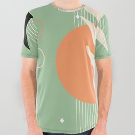 Sage Mid Centuy Abstract All Over Graphic Tee