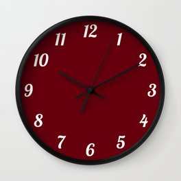 Burgundy and White Numbers Wall Clock