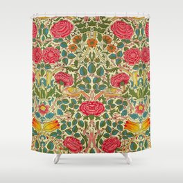 William Morris Roses Floral Textile Pattern Shower Curtain