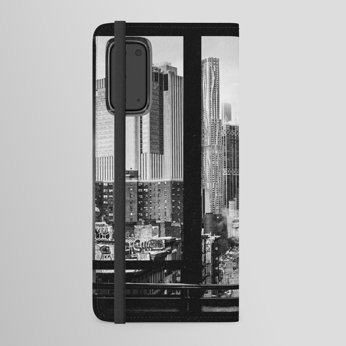 New York City Window | Black and White Skyline Views Android Wallet Case