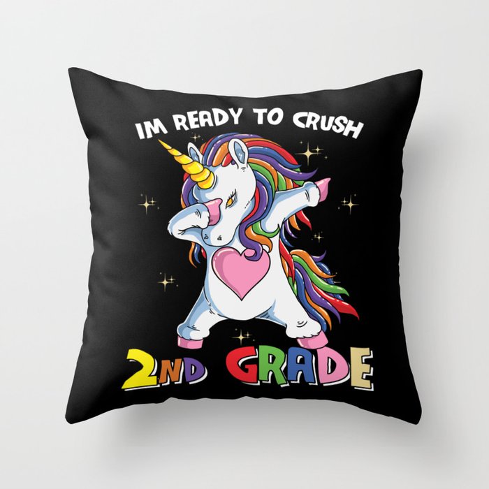 Ready To Crush 2nd Grade Dabbing Unicorn Throw Pillow