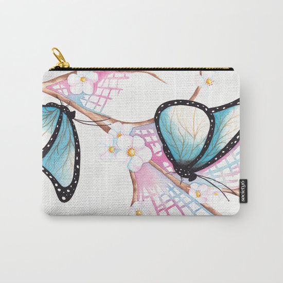 Watercolour Butterflies on Apple Blossom Carry-All Pouch