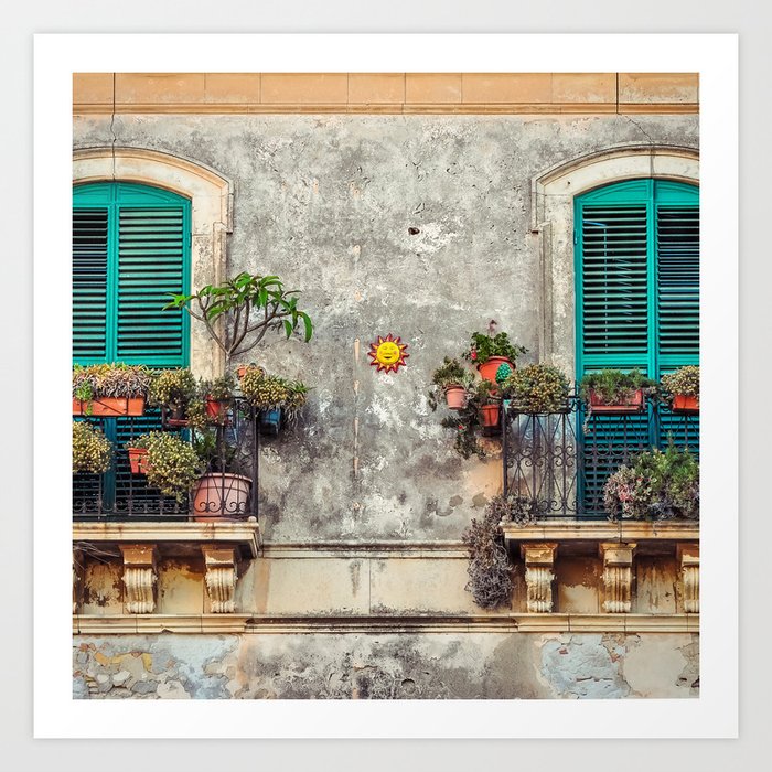 Italy Photography - Italian Balconies Covered In Plants Art Print