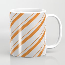 [ Thumbnail: Chocolate & Light Grey Colored Striped Pattern Coffee Mug ]