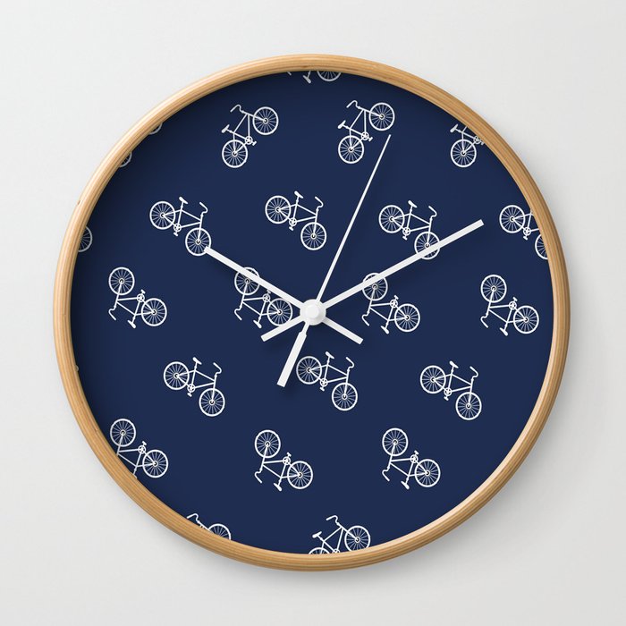 BICYCLE in Navy Wall Clock