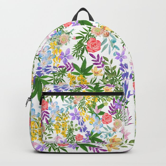 Pretty Cannabis on Pearly White Backpack