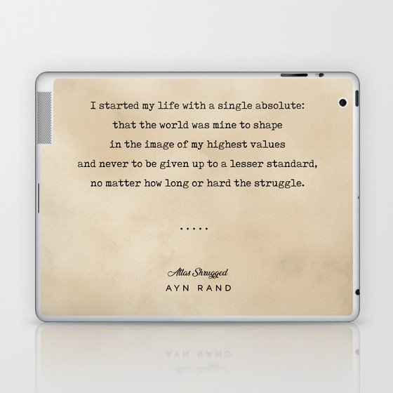 Ayn Rand Quote 01 - Typewriter Quote on Old Paper - Minimalist Literary Print Laptop & iPad Skin